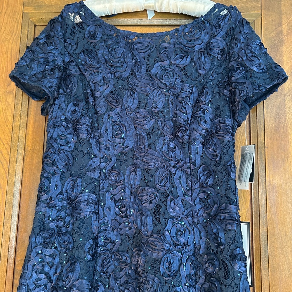 Alex Evenings Midnight Blue Floral Lace Dress - Picture 3 of 8